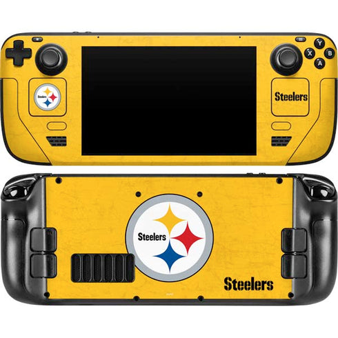NFL Pittsburgh Steelers - Alternate Distressed Steam Deck Handheld Gaming Computer Skin